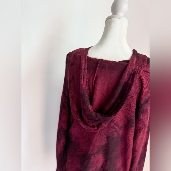 Burgundy Tie Dye Knit Hoodie - Picture 5 of 5